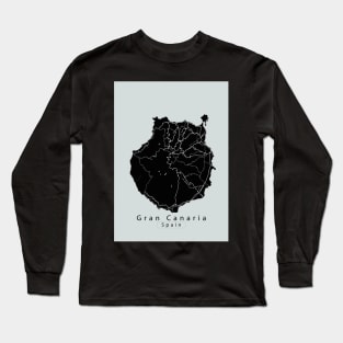 Gran Canaria Spain Island Map dark Long Sleeve T-Shirt